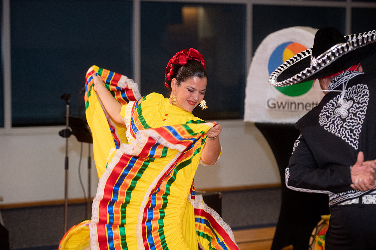 Female dancer perfoming at the hispanic latino heritage night celebration