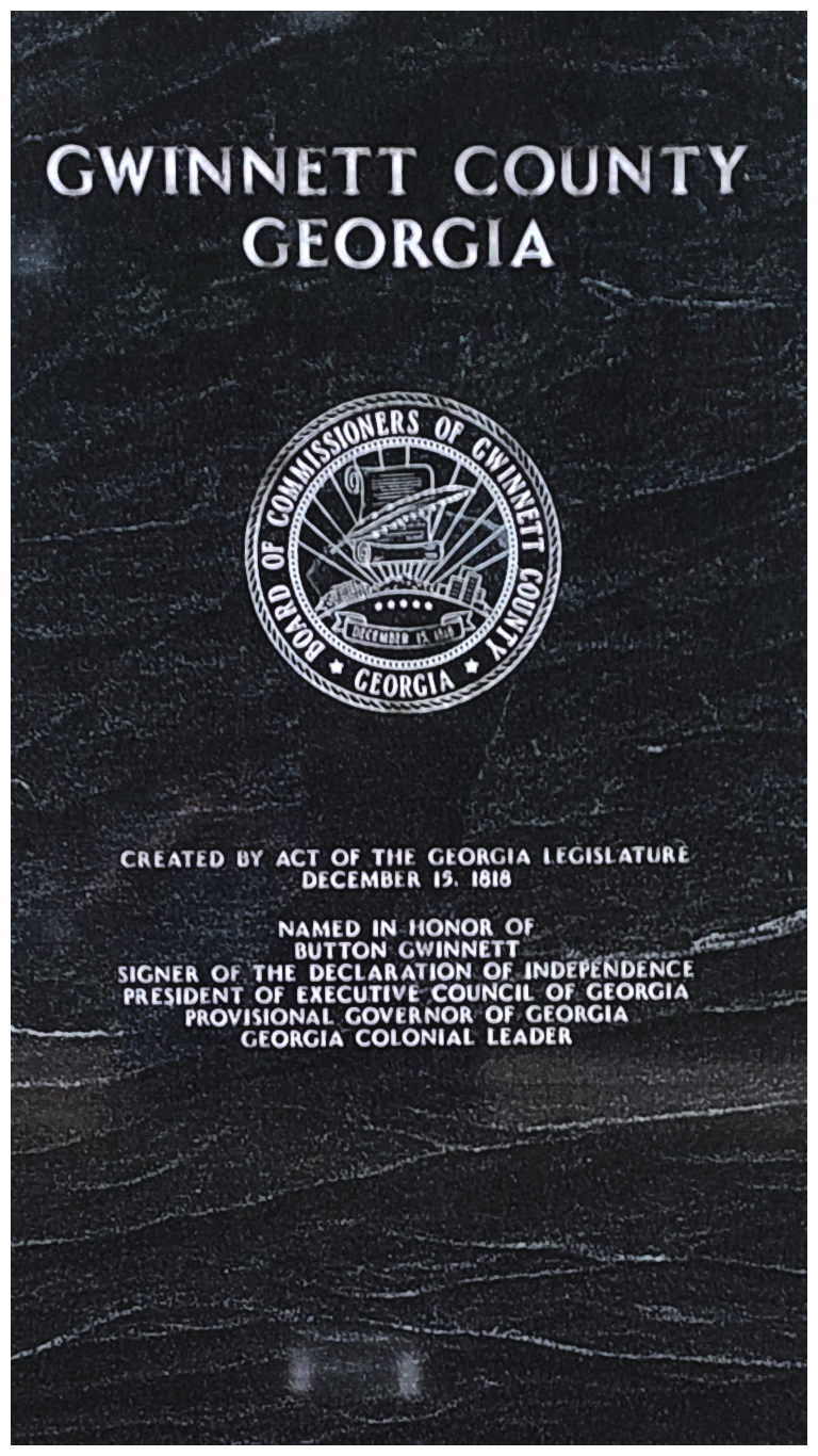 Image of Marker #3 honoring Gwinnett County's namesake as well as its date of creation.