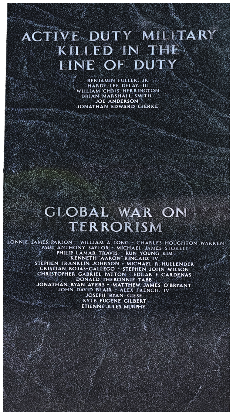 Image of Marker #10 representing Gwinnett County's fallen heroes from the wars waged in the United State's battle against terrorism.